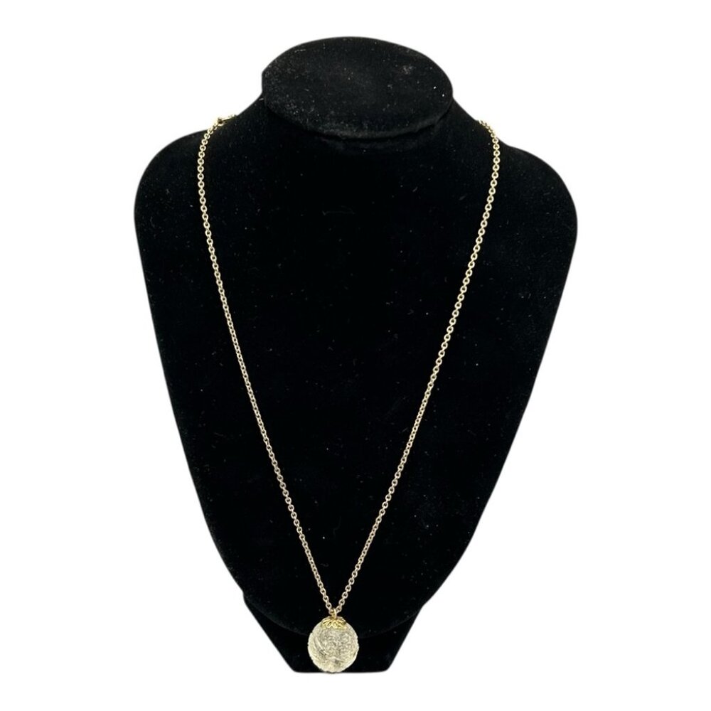 Vintage Gold Filled Glass Orb Pendant Necklace 18” Minimalist Gift